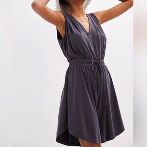 Daily Practice Anthropologie Draped Mini Dress Black XS Sleeveless Tank V Neck